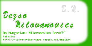 dezso milovanovics business card